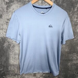 Quiksilver Mens T-Shirt S Light Blue Performance Athletic Short Sleeve Logo